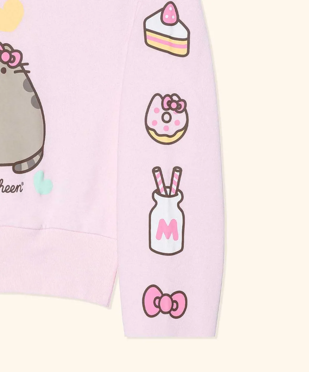 Ladies^Hybrid Hello Kitty® X Pusheen® Ladies Cropped Sweatshirt