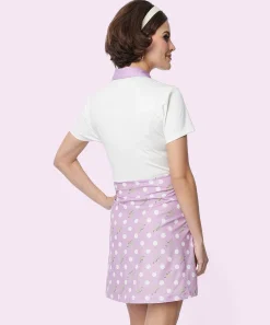 Ladies^Unique Vintage Pusheen Purple Polka Dot Dress