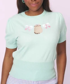 Ladies^Unique Vintage Pusheen Rib Knit Sweater